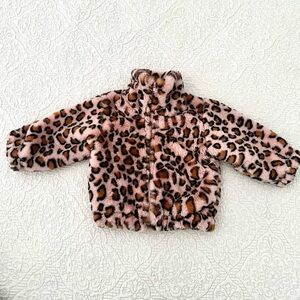Oh Baby brand. Leopard Print Faux Fur Girl / Toddler Jacket